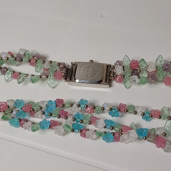 7.5 And 7 Inch Colorful Layered Glass Bead Watch And Bracelet Set - Picture 11 of 14